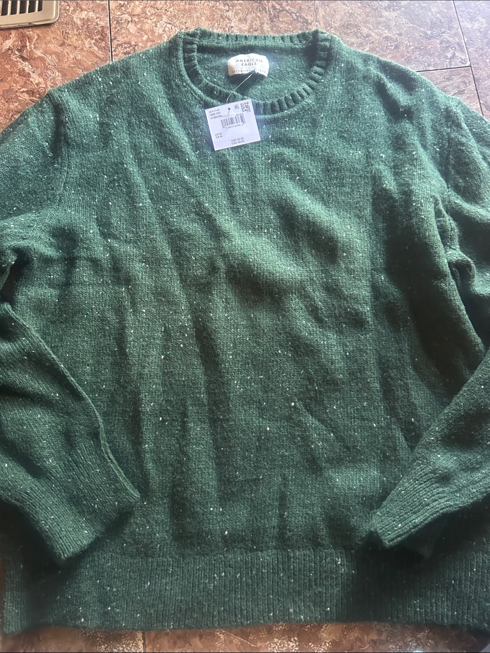 American Eagle Outfitters Green Speckled Crewneck Sweater